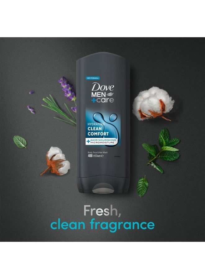 Dove Men+Care Men+Care Hydrating Clean Comfort 3-in-1 Hair Body and Face Wash with Micromoisture 400ml - Image 4